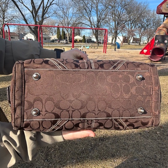 Coach Brown Handbag with Silver Accents - Picture 5 of 8